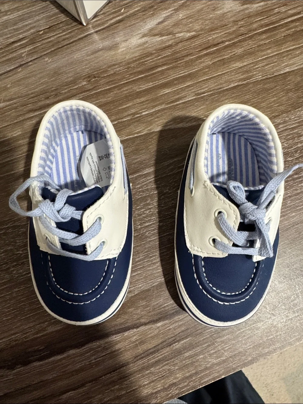 Mayoral newborn shoes - Navy & White Baby Boat Shoes - Classic Lace-Up Style